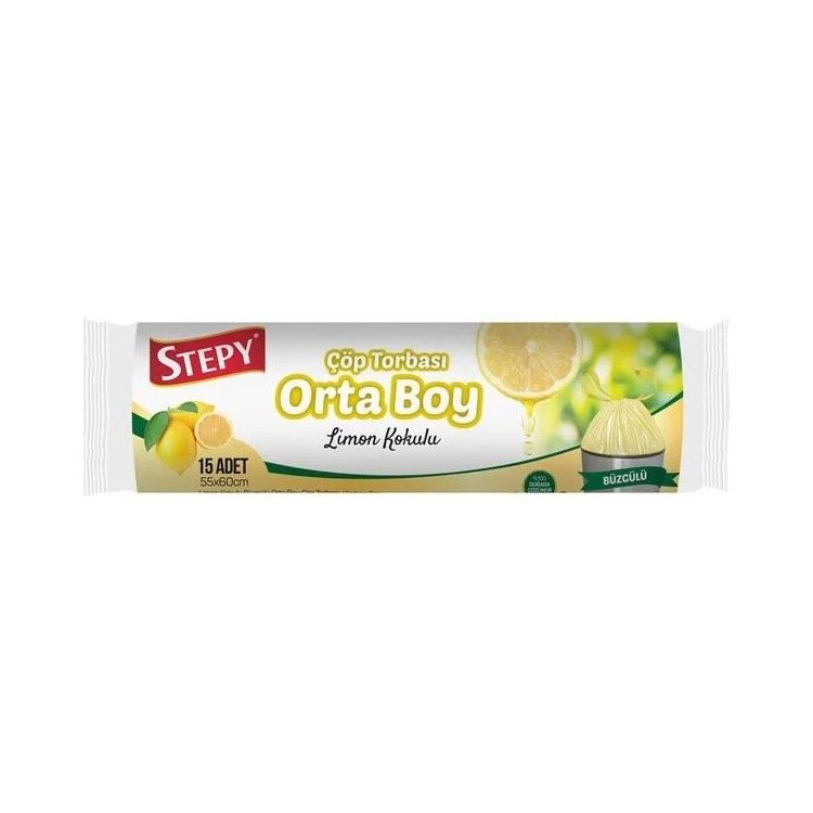 STEPY ÇÖP POŞETİ BZG.ORTA LİMON 15'Lİ 55*60CM 1*25