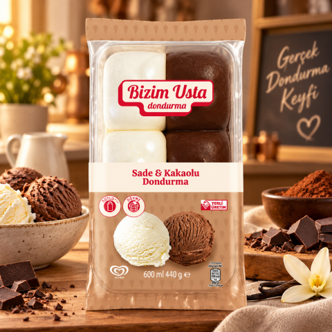ALGİDA BİZİM USTA SADE&KAKAOLU 600ML 1*6