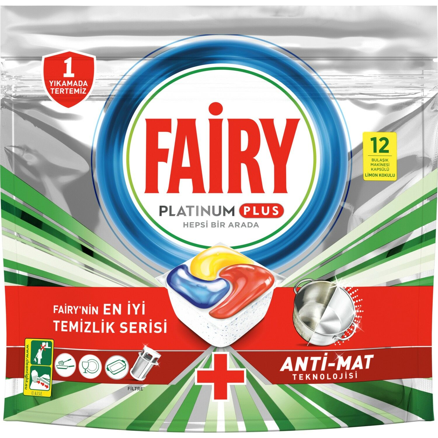 FAİRY KAPS.PLAT.PLUS 12'Lİ LİMON KIRMIZI 186G 1*6