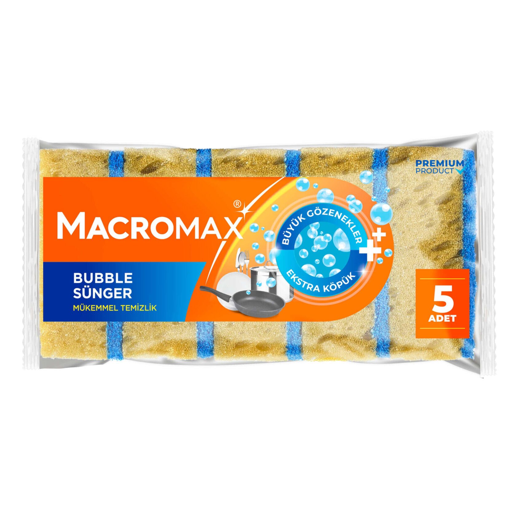 MACROMAX BULAŞIK SÜNGERİ BUBBLE 5'Lİ 2025242 1*12