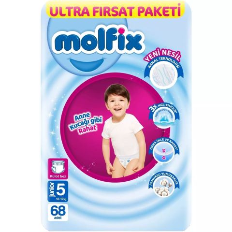 MOLFİX KÜLOT BEZ ULTRA FIRSAT 5JUNİOR 12-17KG 68'Lİ 1*2