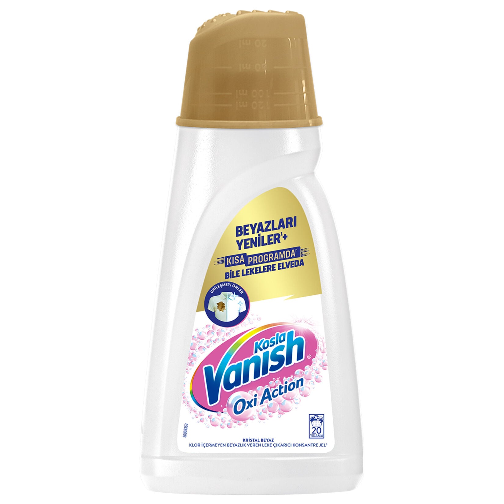 KOSLA LEKE ÇIKARICI KONS.JEL 1L VANISH OXI KRİSTAL BEYAZ 20YIKAMA 1*12