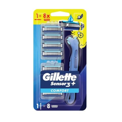 GİLLETTE SENSOR3+ MAKİNE+ 8YEDEK COMFORT 1*8