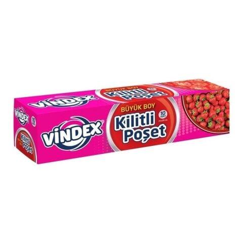 VİNDEX BUZDOLABI POŞETİ KİLİTLİ BÜYÜK BOY 10'Lİ 21*29CM 1*24