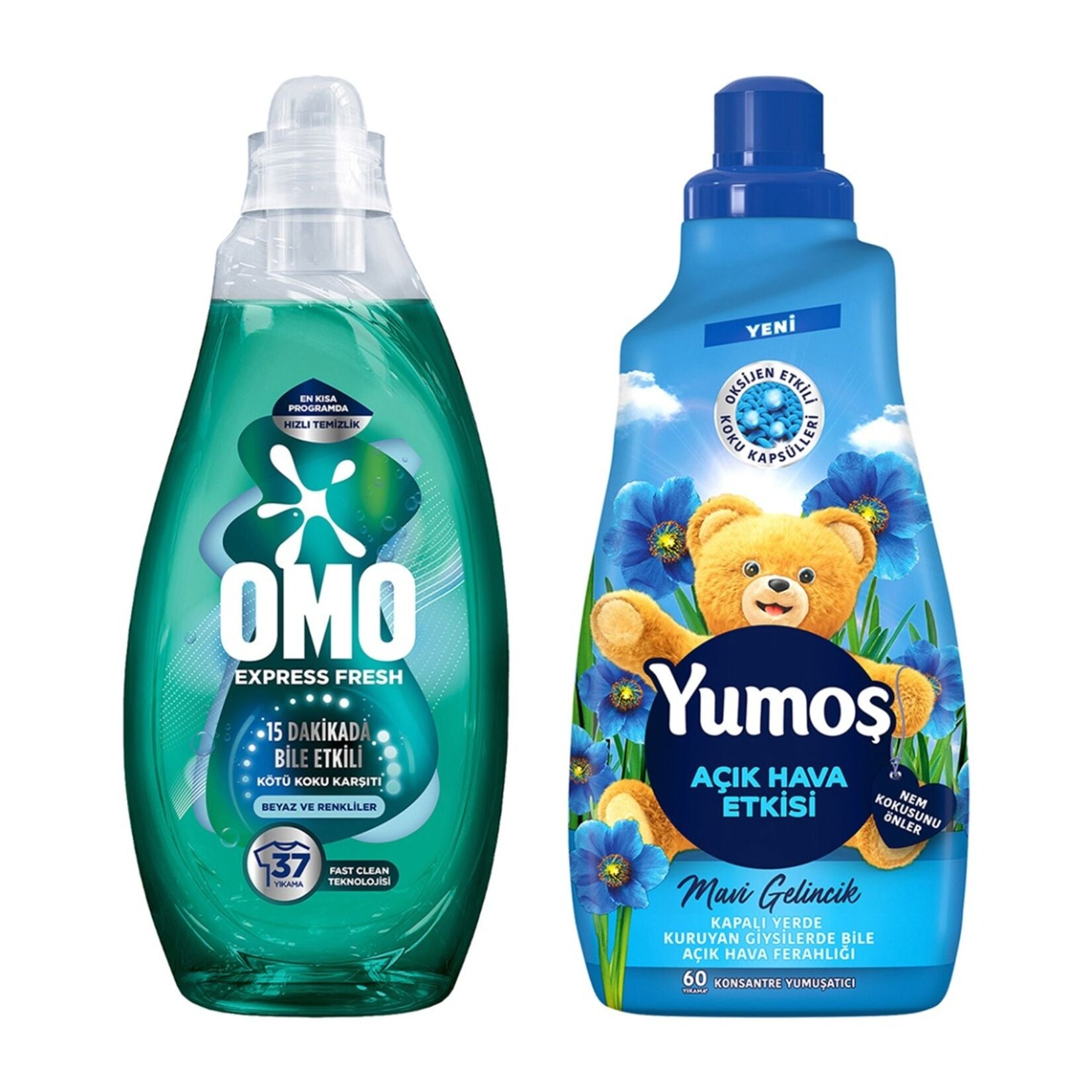 OMO MAT.SIVI 1480ML+ YUMOŞ 1440ML EXPRESS FRESH+ MAVİ GELİNCİK 1*4