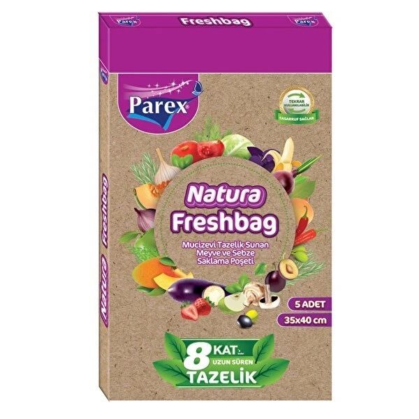 PAREX NATURA FRESHBAG MEYVE VE SEBZE SAKLAMA POŞETİ 5'Lİ 35*40CM 1*24