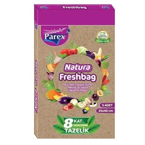 PAREX NATURA FRESHBAG MEYVE VE SEBZE SAKLAMA POŞETİ 5'Lİ 35*40CM 1*24