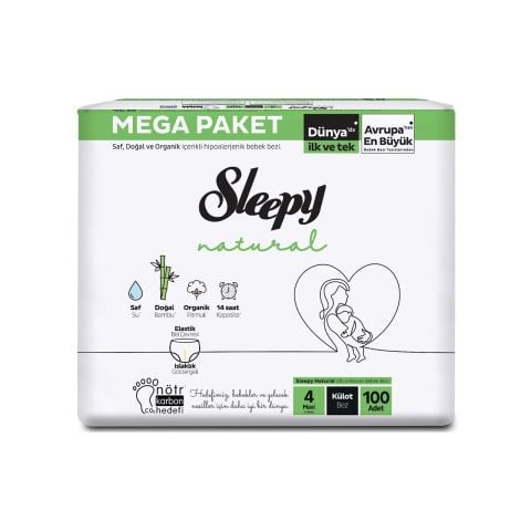 SLEEPY B.KÜLOT BEZ NAT.MEGA 4MAXİ 100'LÜ 7-14KG 1*3