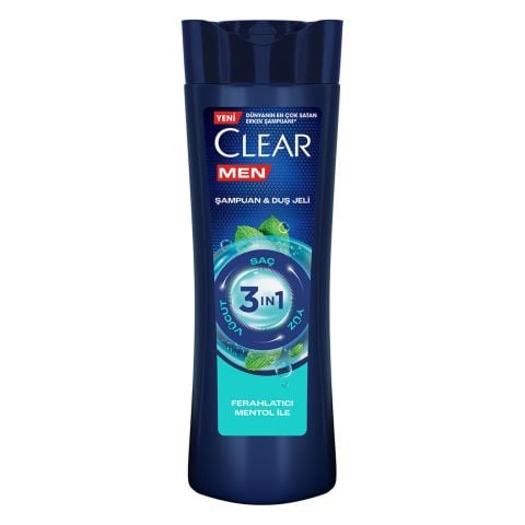 CLEAR 350ML MEN 3/1 ŞAMPUAN& DUŞ JELİ FERAHLATICI MENTOL 1*25