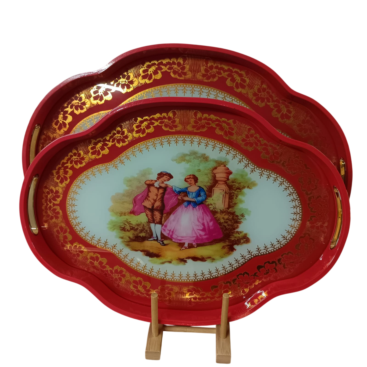 AROW TEPSİ 2'Lİ ELİPS KIRMIZI DESENLİ TR-6789 1*4