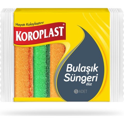 KOROPLAST M.BULAŞIK SÜNGERİ 5Lİ DÜZ 1*24