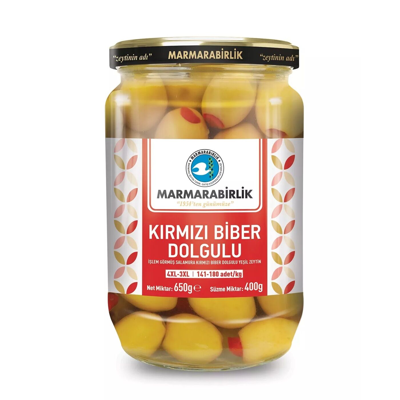 MARMARA BİRLİK YEŞİL KIRMIZI BİBER DOLGULU NET:650G SÜZ:400G CAM 1*6