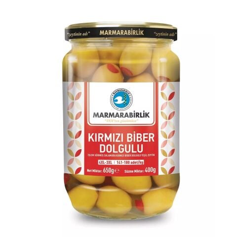 MARMARA BİRLİK YEŞİL KIRMIZI BİBER DOLGULU NET:650G SÜZ:400G CAM 1*6