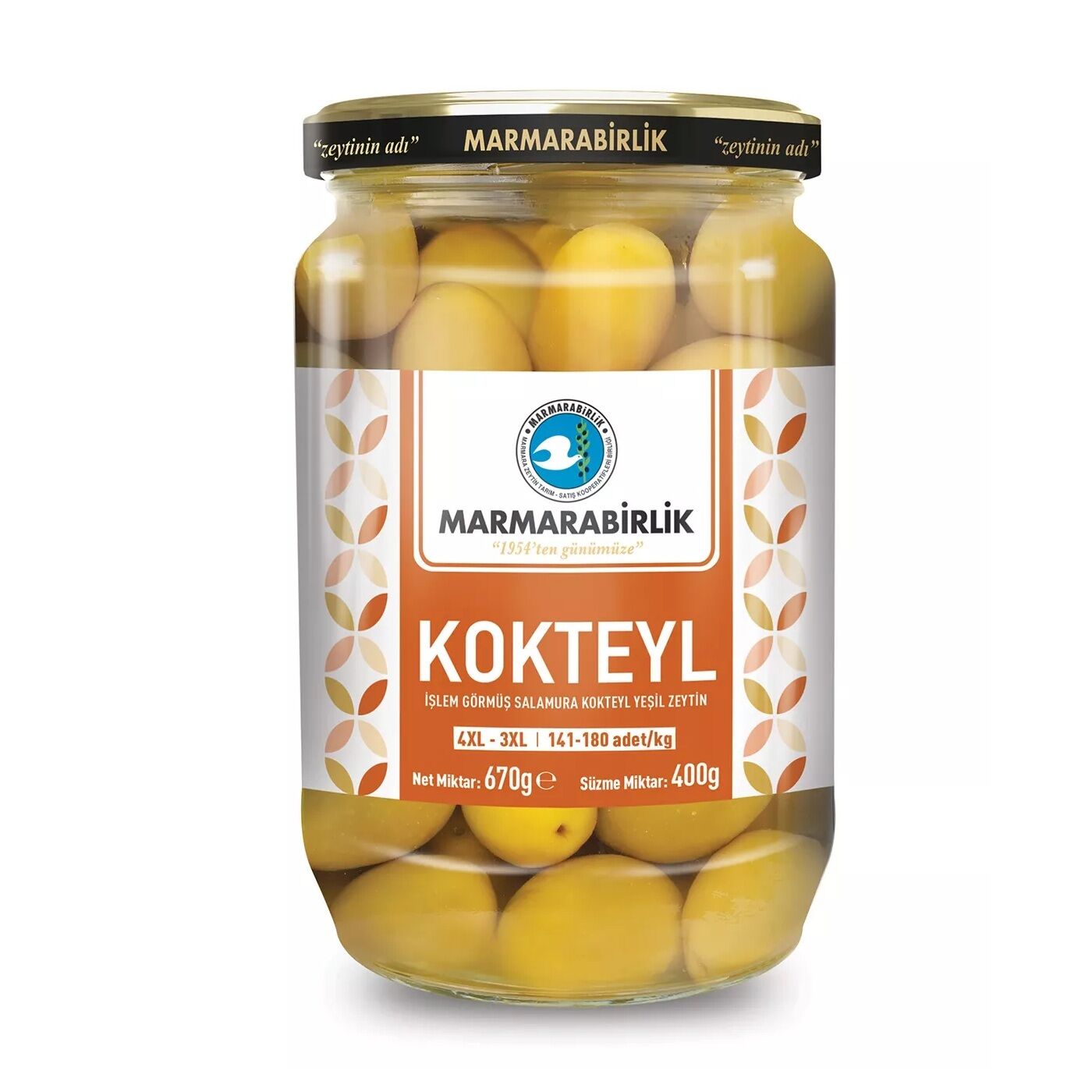 MARMARA BİRLİK YEŞİL KOKTEYL 4XL-3XL NET:670G SÜZ:400G CAM 1*6