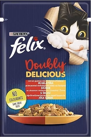 KEDİ M.FELİX (85GRx4) SIĞIR &TAVUK POŞET 1*12