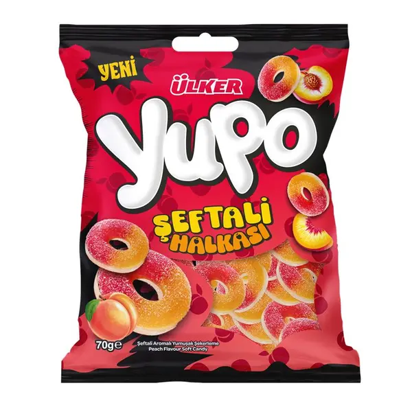 ÜLKER YUPO 70GR JELLY ŞEFTALİ HALKASI 1633-06  1*24