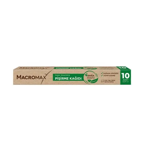 MACROMAX PİŞİRME KAĞ.KESİLMİŞ 10'LU DOĞAL SERİ 1*24