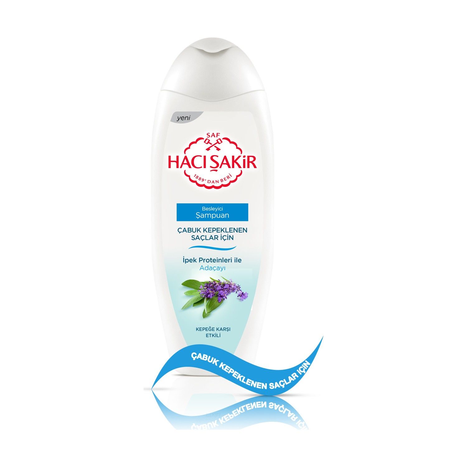 HACI ŞAKİR ŞAMPUAN 500ML 2/1 KEPEĞE KARŞI ADAÇAYI İPEK ÖZLÜ KEPEKLİ SAÇLAR 1*12