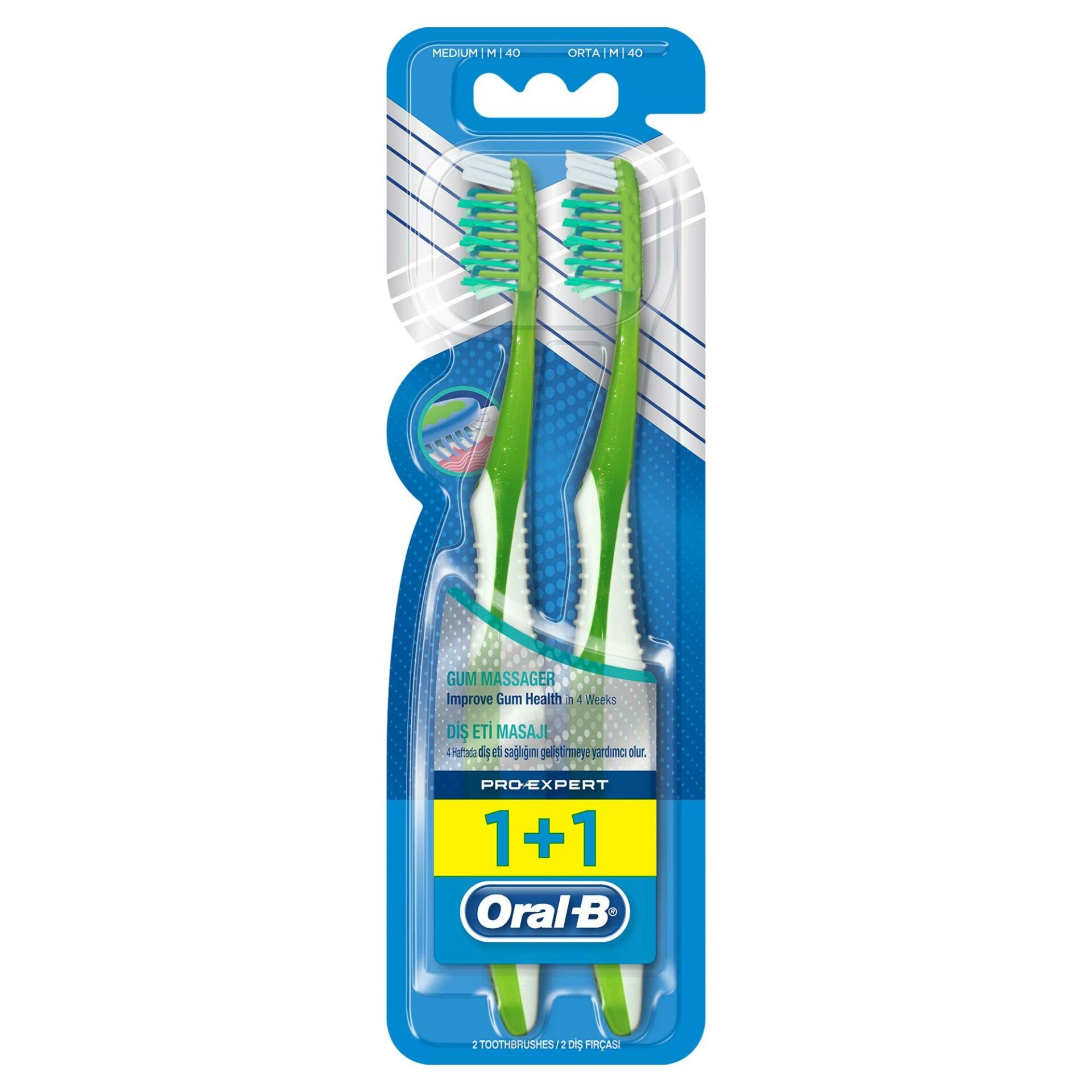 ORAL-B DİŞ FIRÇASI PRO-EXPERT 1+1 DİŞ ETİ MASAJI ORTA M 40 1*12