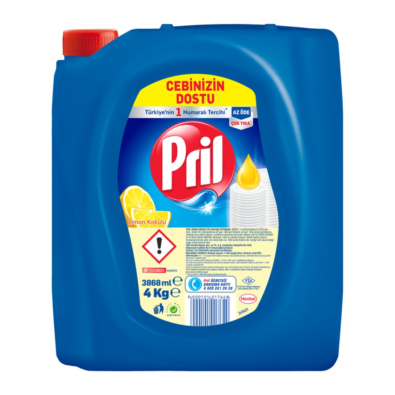 PRİL BULAŞIK DETERJANI 4KG LİMON 1*4