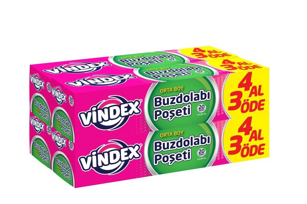 VİNDEX BUZDOLABI POŞETİ 4AL3ÖDE ORTA 4*20'Lİ 1*12