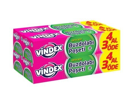 VİNDEX BUZDOLABI POŞETİ 4AL3ÖDE ORTA 4*20'Lİ 1*12