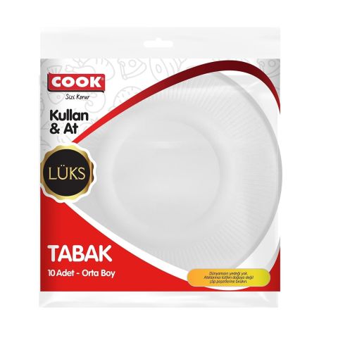 COOK  PLASTİK TABAK 10'LU ORTA LÜKS 1*120