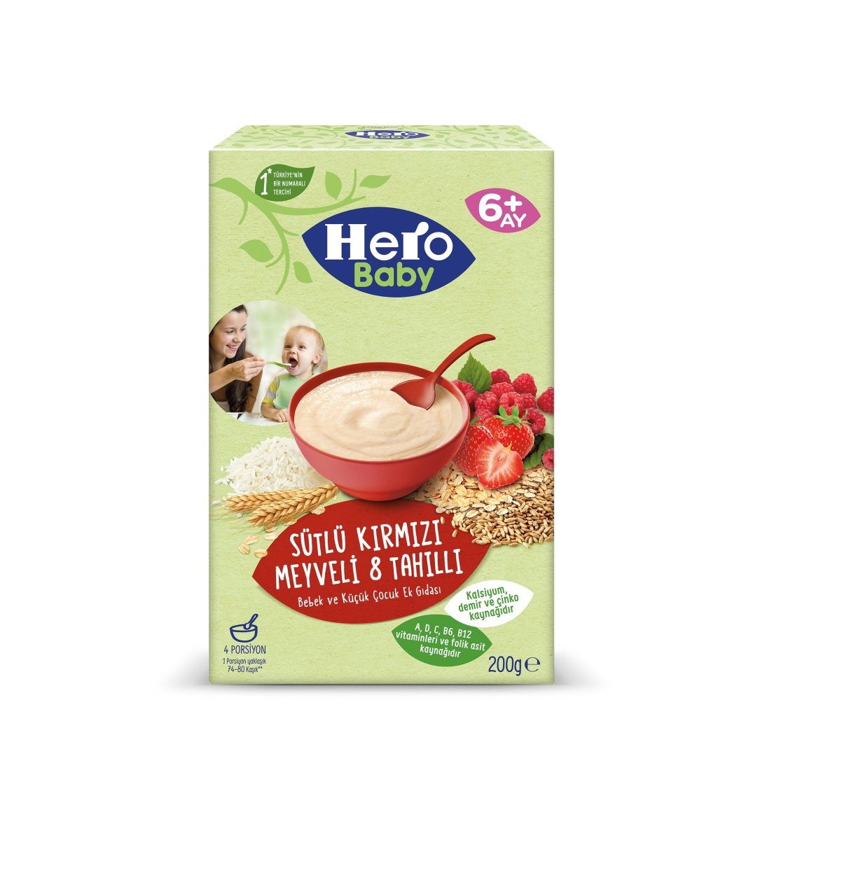 HERO BABY KAŞIK MAMA. 200GR SÜT.KIRMIZI MEY.8 TAH.5970-05 1*6