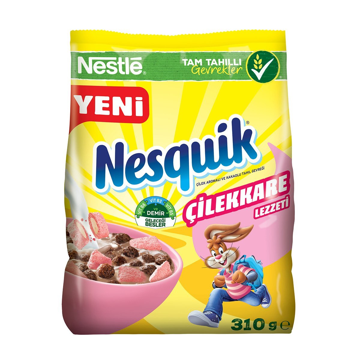 NESQUİK KAHV. ÇİLEKKARE 310GR MISIR GEVR. 1*12