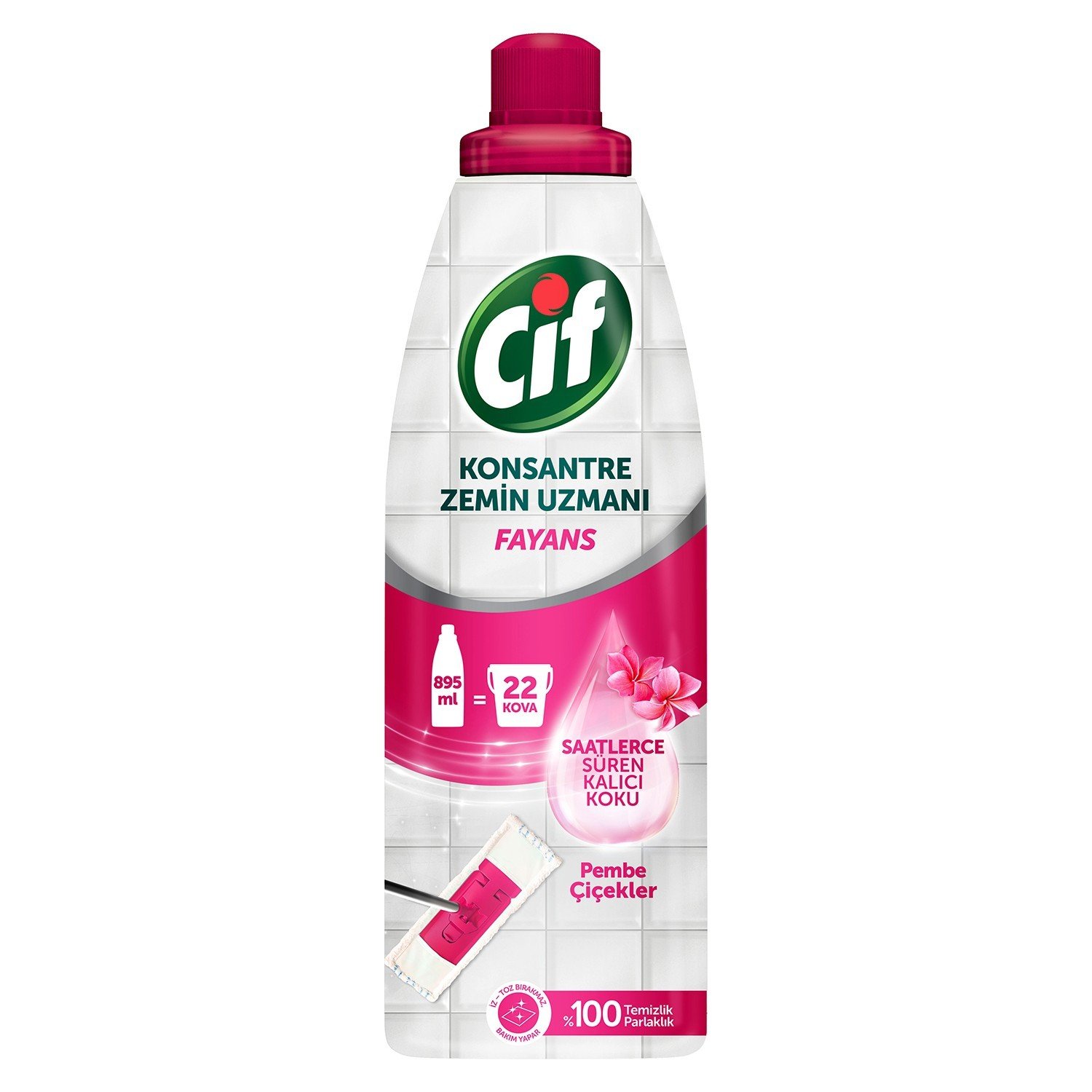 CİF YÜZEY JEL ZEMİN KONSANTRE FAYANS 895ML PEMBE ÇİÇEKLER 1*16