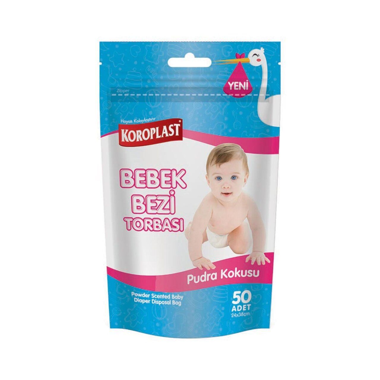KOROPLAST Ç.BEBEK BEZİ TORBASI 50'Lİ PUDRA KOK. 1*50
