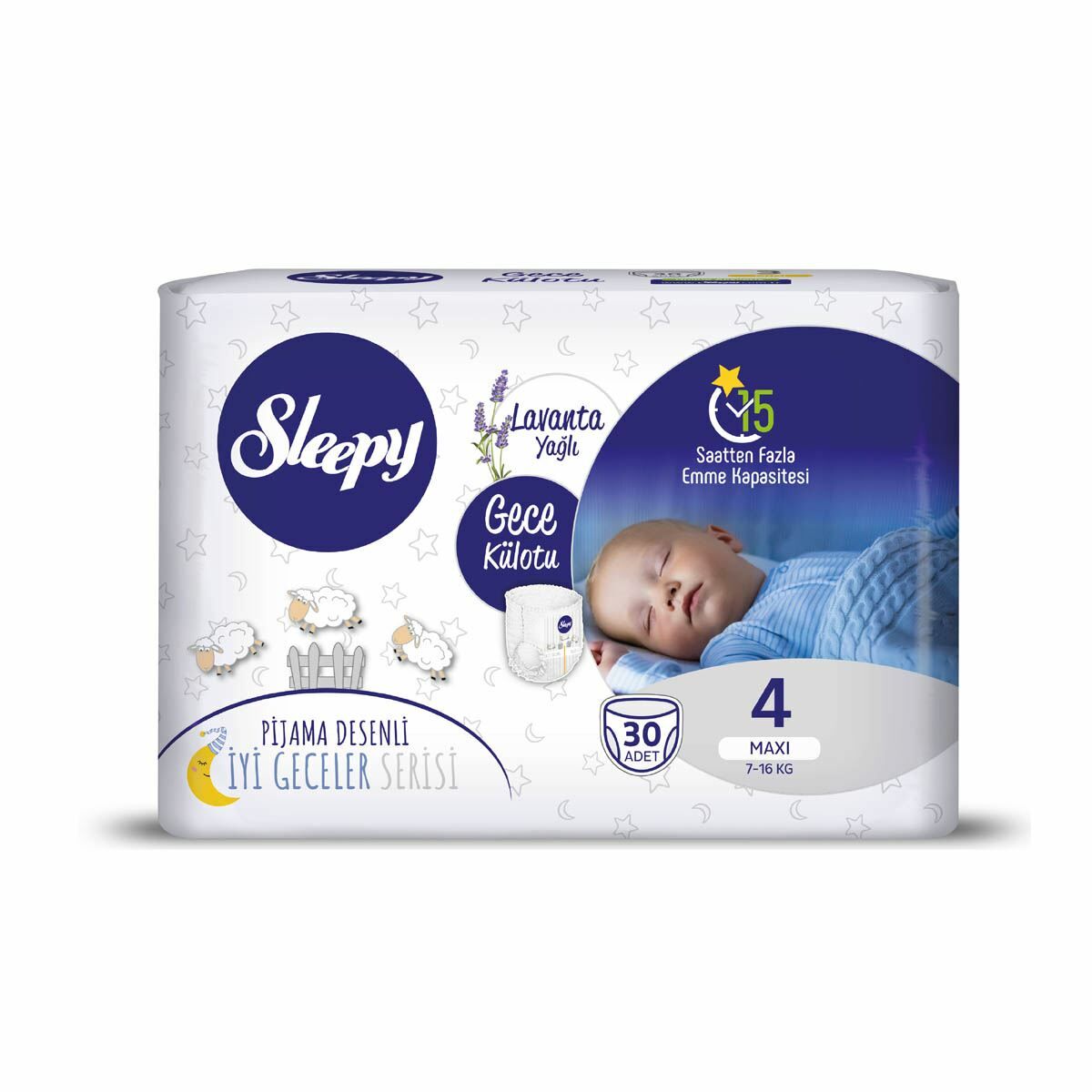 SLEEPY B.KÜLOT BEZ GECE 4MAXİ 7-16KG 30'LU LAVANTA YAĞI 1*6