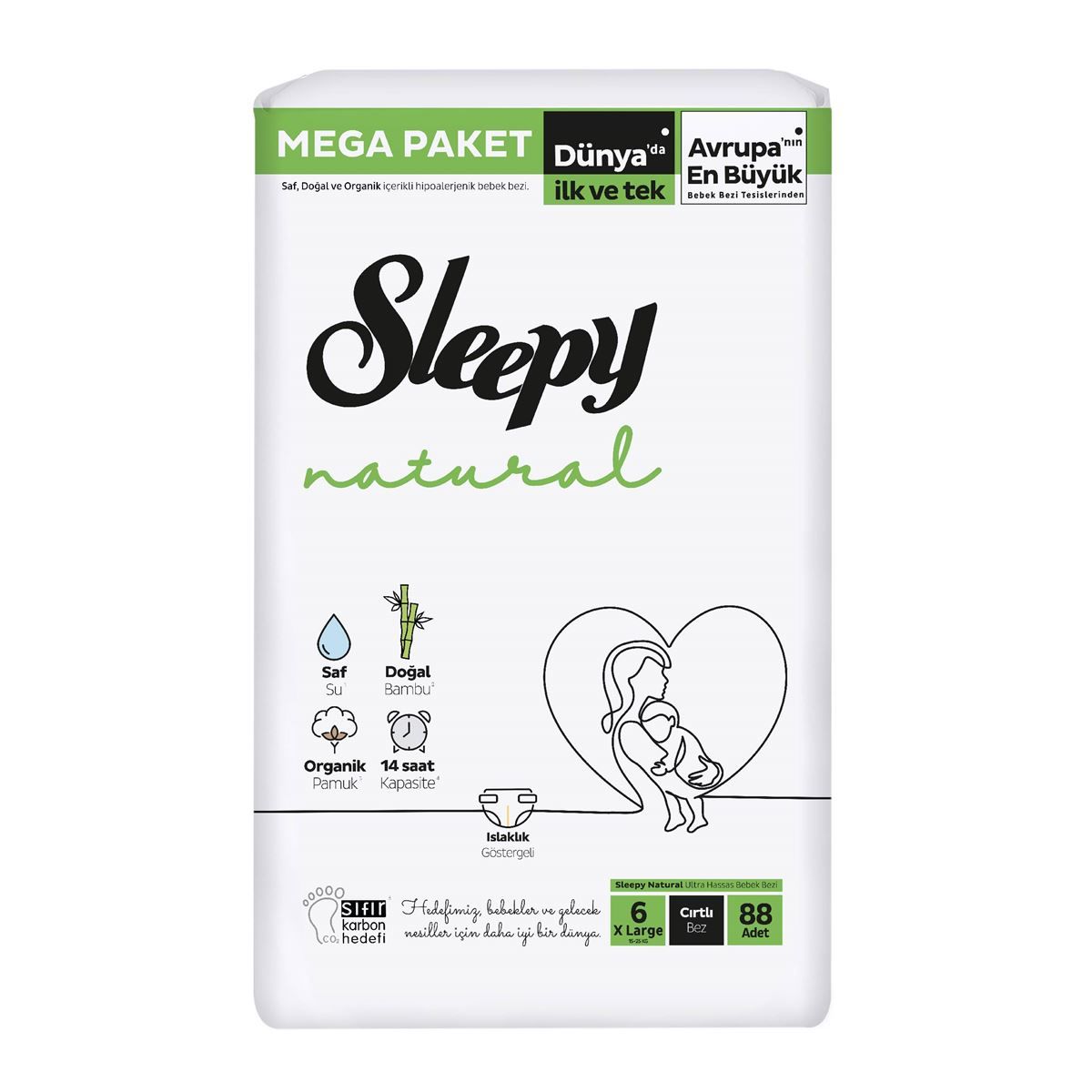 SLEEPY B.MEGA NATURAL 6 X LARGE 15-25KG 88'Lİ CIRTLI 1*2