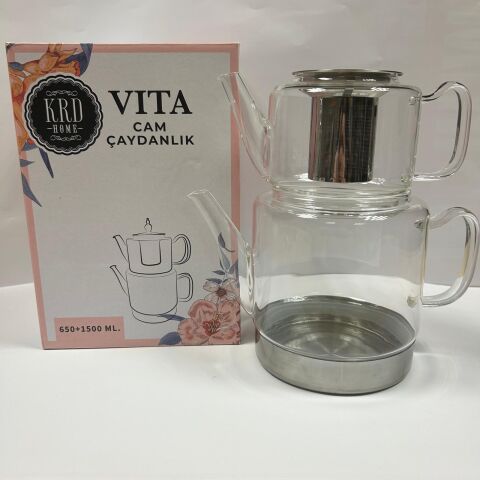 KRD HOME VITA CAM ÇAYDANLIK 1500ML KRD-6316 1*6