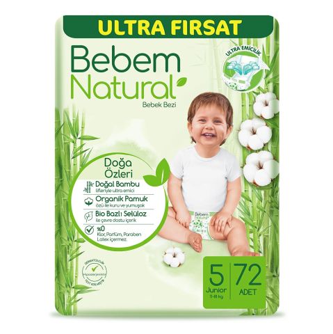 BEBEM NATURAL ULTRA FIRSAT JUNİOR 5NO 11-18KG 72'Lİ 1*2