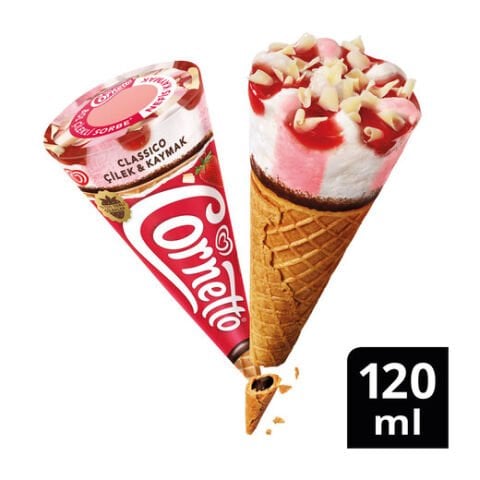 ALGİDA CORNET CLASİCO ÇİLEK&KAYMAK 120ML. 1*12