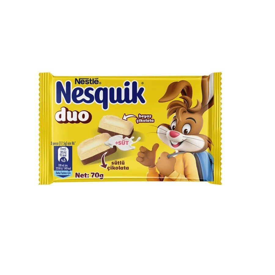 NESQUİK Ç.DUO KARE ÇİKOLATA 70GR 1*6*24