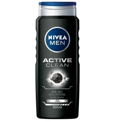 NIVEA DUŞ JELİ MEN 3İN1 500ML ACTİVE CLEAN CANLANDIRICI KARBON 84046 1*12