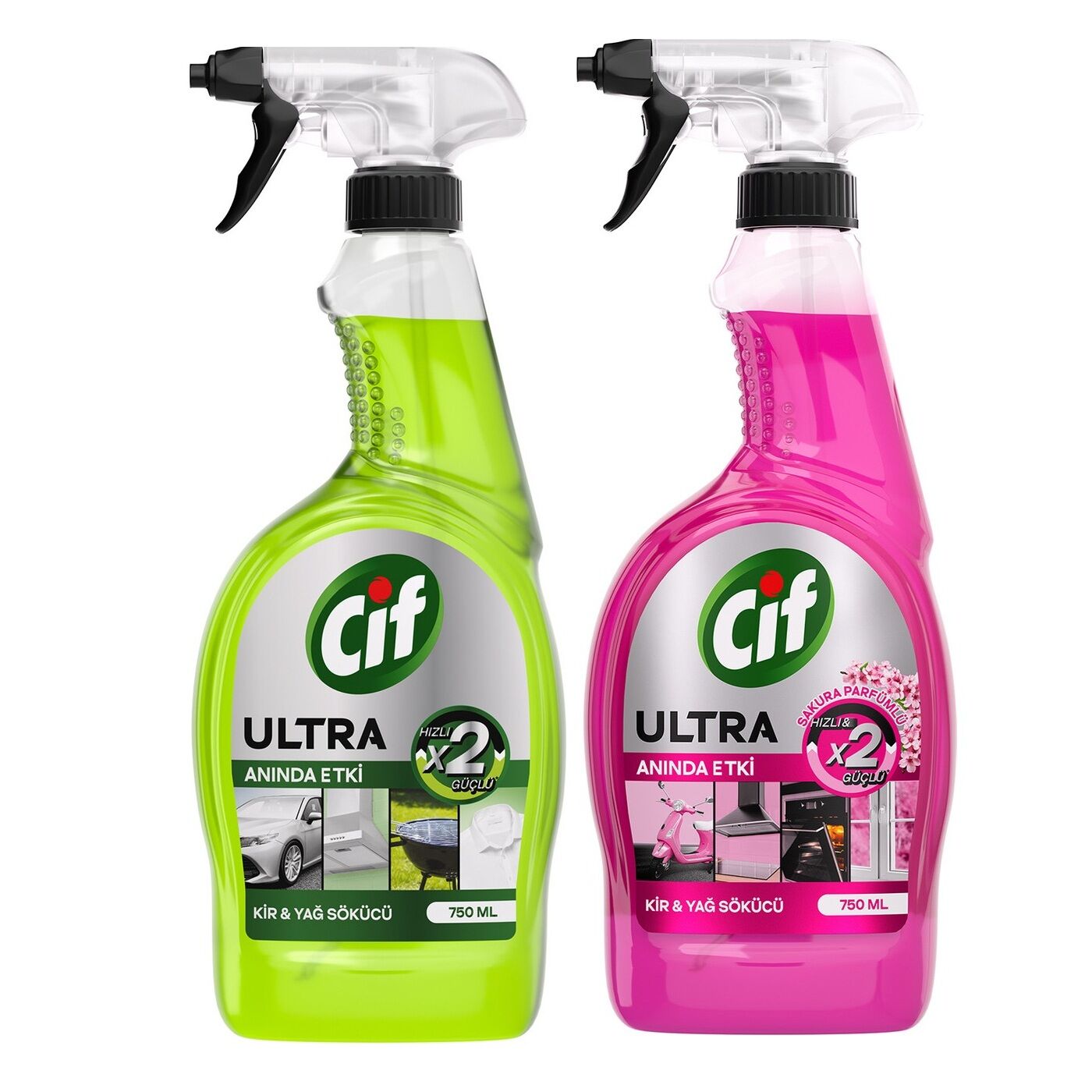 CİF YÜZEY SPREY ULTRA KİR&YAĞ 750ML+ 750ML ANINDA+ SAKURA 1*6