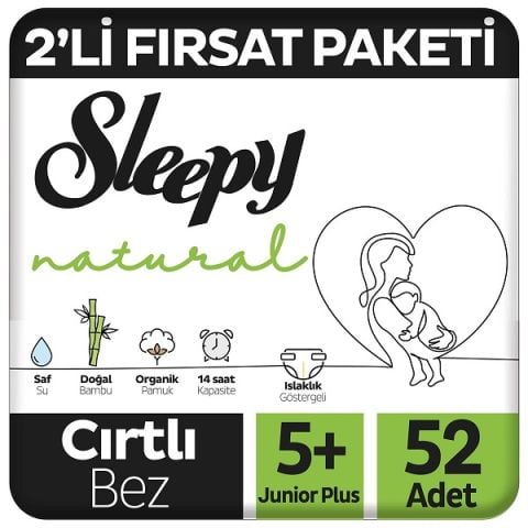 SLEEPY B.FIRSAT 2'Lİ NATURAL 5+JUNİOR PLUS 13-20KG 52'Lİ CIRTLI 1*3
