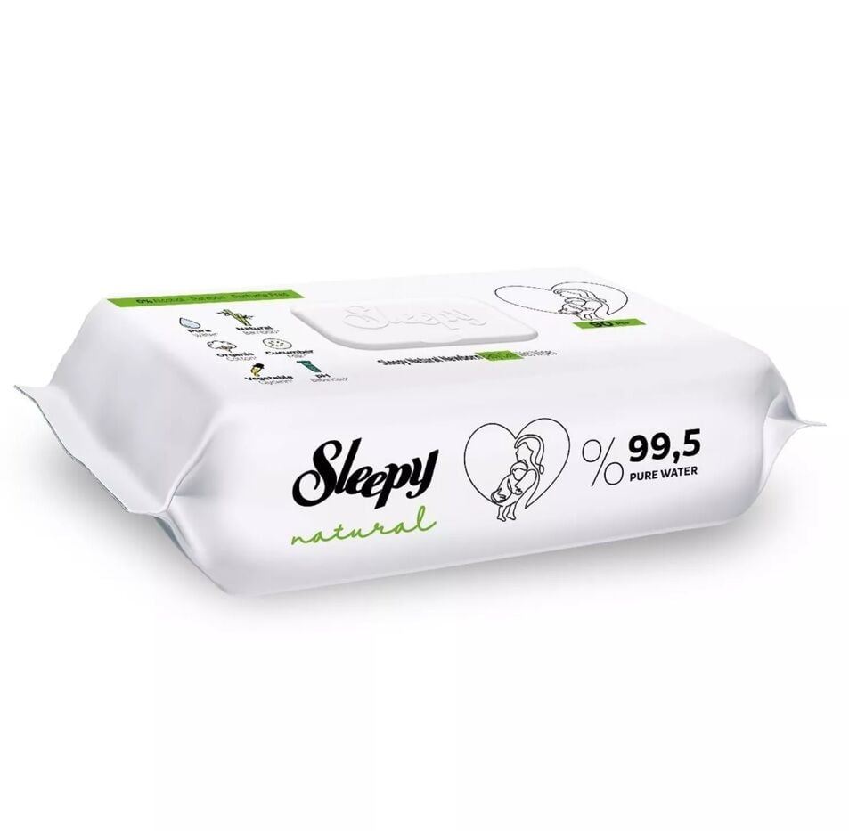 SLEEPY ISLAK MENDİL 90'LI NATURAL YENİ DOĞAN KAPAKLI 1*24