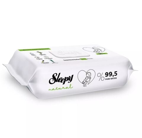 SLEEPY ISLAK MENDİL 90'LI NATURAL YENİ DOĞAN KAPAKLI 1*24