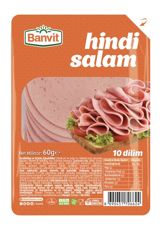 BANVİT SALAM AÇBİTİR HİNDİ 60GR 10 DİLİM 1*18