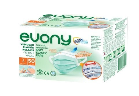 KORUYUCU 50Lİ EVONY MASKE 3KATLI CERRAHİ 1*40