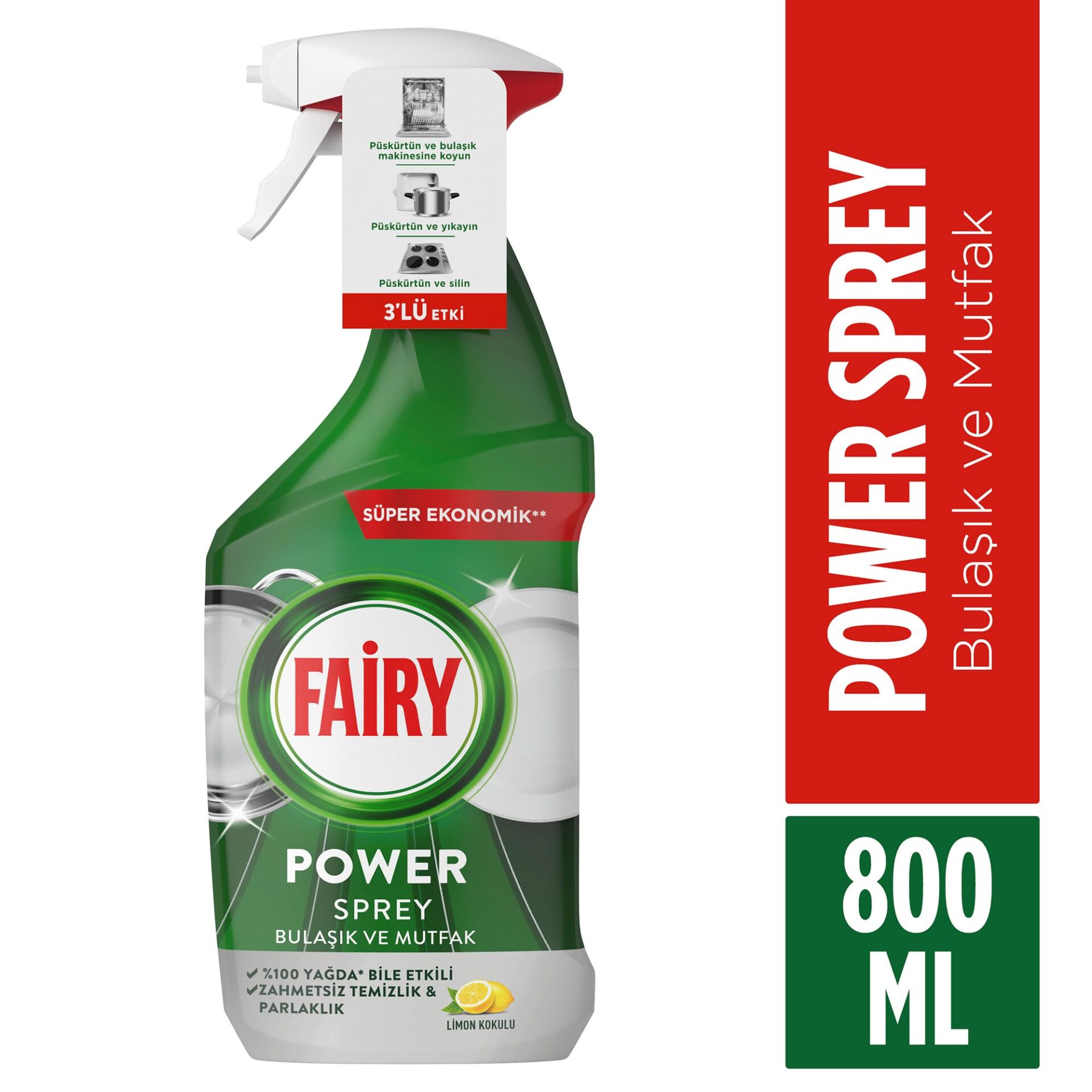 FAİRY SPREY 800ML POWER MUTFAK LİMON KOKULU 1*10