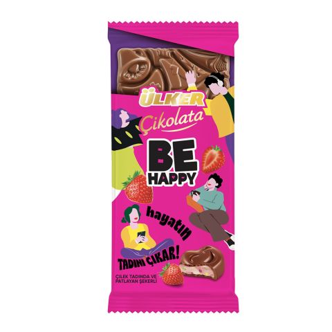 ÜLKER C.TABLET BE HAPPY ÇİLEK&PAT.ŞEKER 88GR 262-08 1*6*8