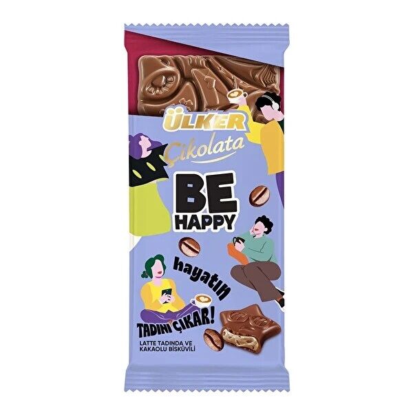 ÜLKERXXXX C.TABLET BE HAPPY LATTE&KAKAOLI 90GR 262-08 1*6*8
