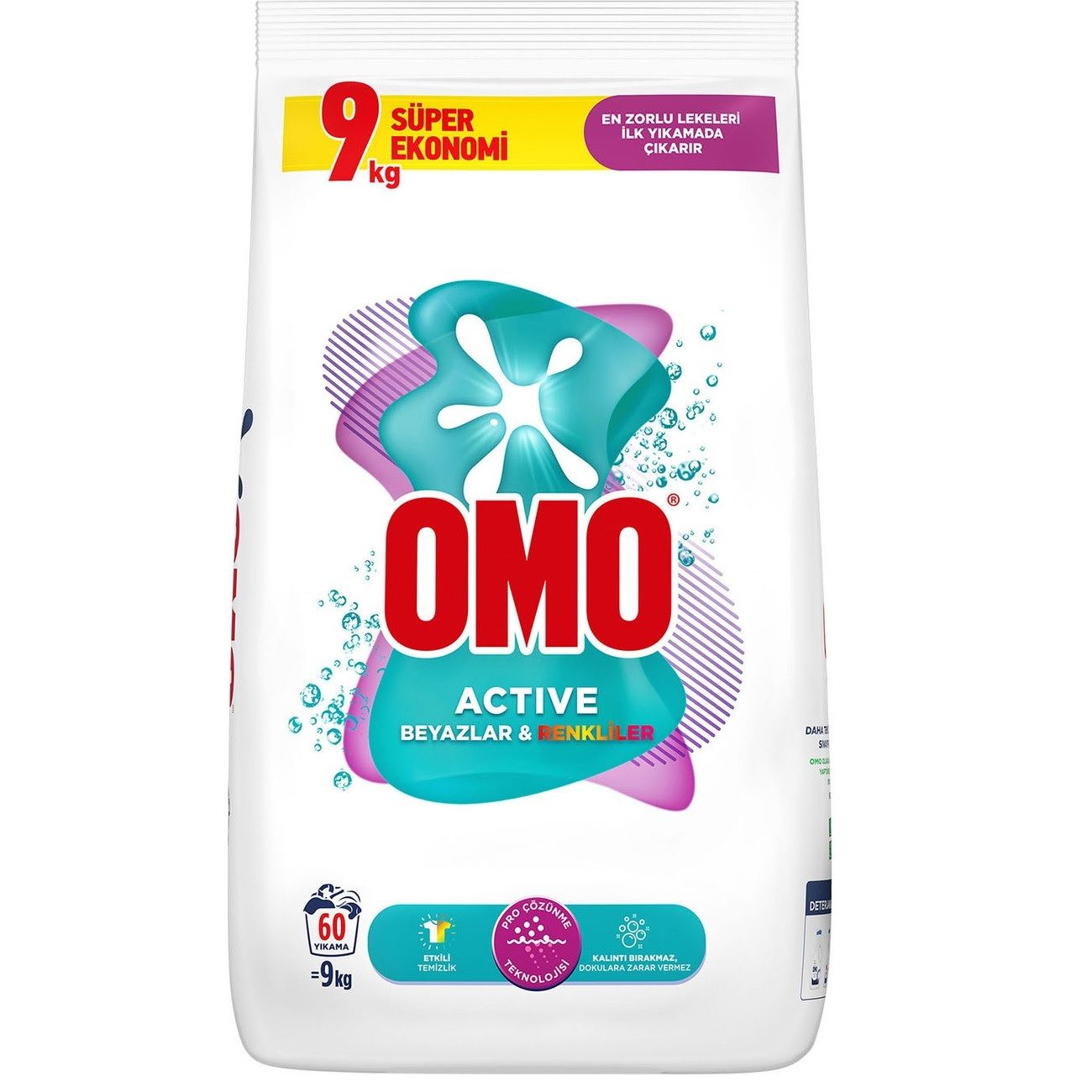 OMO MAT.9KG ACTİVE BEYAZLAR VE RENKLİLER 60YIKAMA ( PALET:84ADET ) 1*1