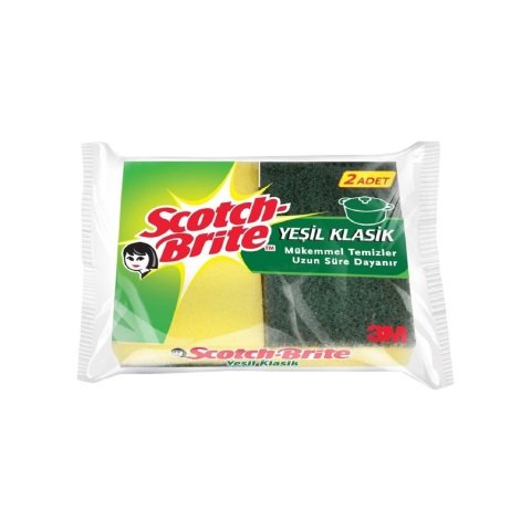 SCOTCH BRİTE S.2'Lİ DÜZ YEŞİL BULAŞIK SÜNGERİ 1*70