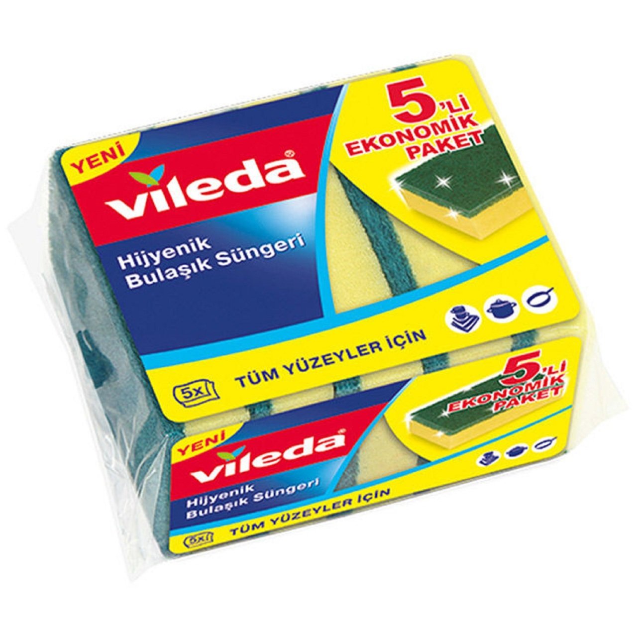 VİLEDA BULAŞIK SÜNGERİ YEŞİL 5Lİ DÜZ 1*12